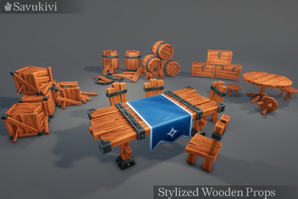 Stylized Wooden Props Mini Pack   3D Fantasy   Unity Asset Store