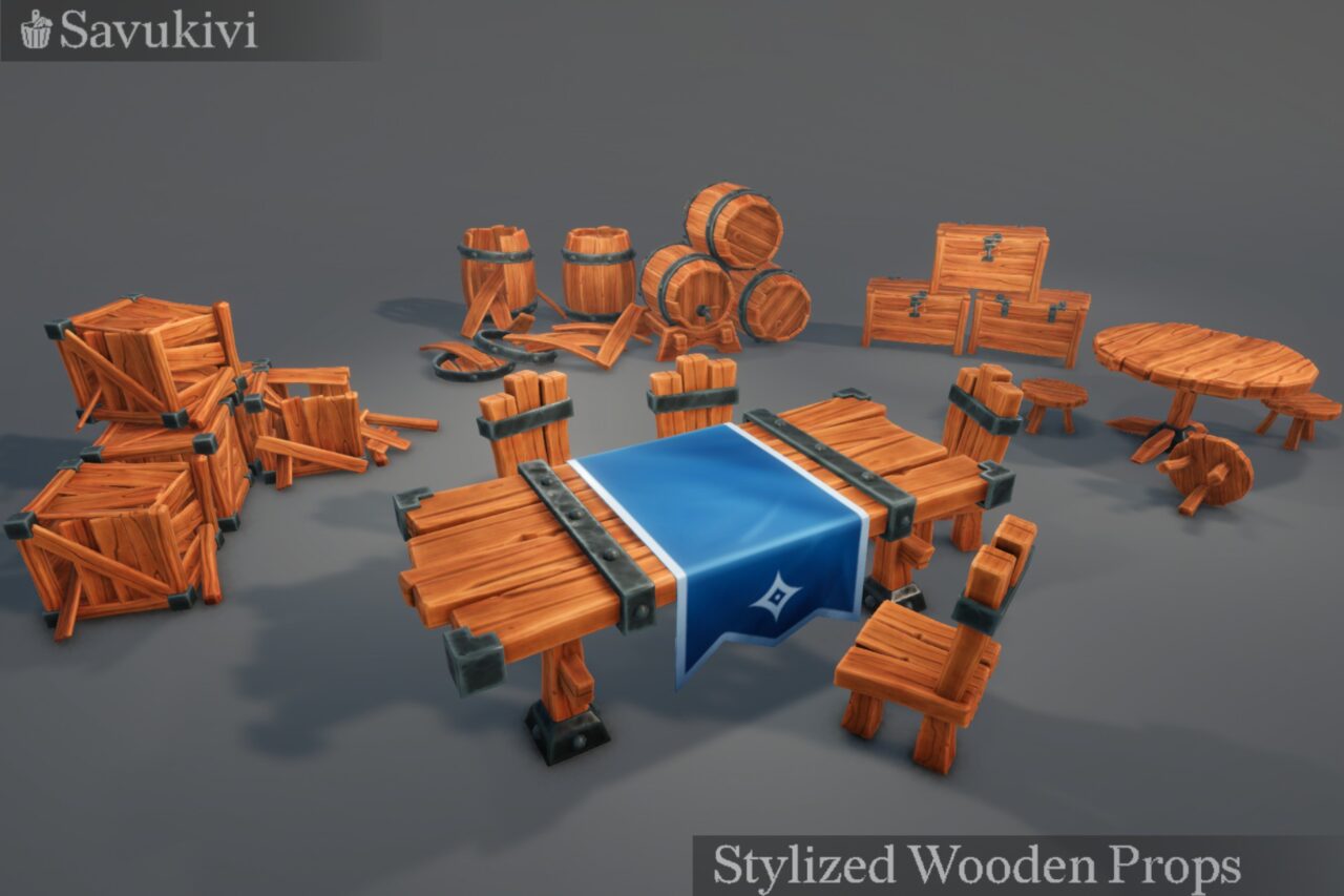 Stylized Wooden Props Mini Pack   3D Fantasy   Unity Asset Store