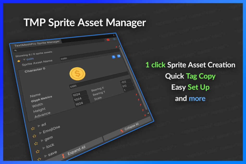 TextMeshPro Sprite Manager   GUI Tools   Unity Asset Store