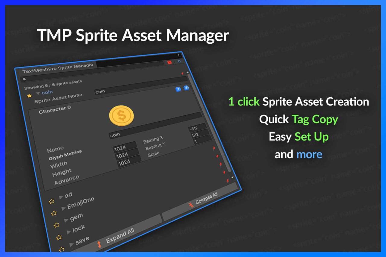 TextMeshPro Sprite Manager   GUI Tools   Unity Asset Store
