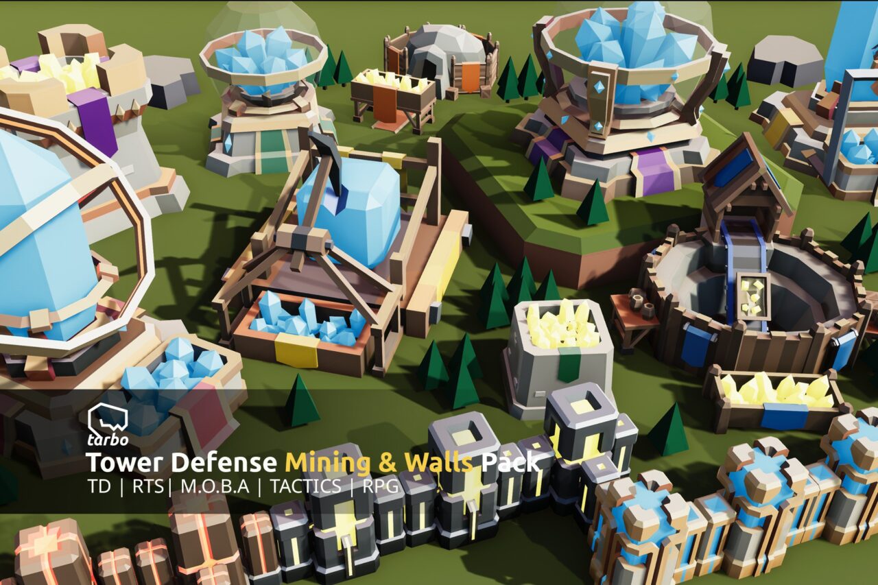 Tower Defense Mining Walls Pack Low Poly 3D Art   3D Fantasy   Unity Asset Store