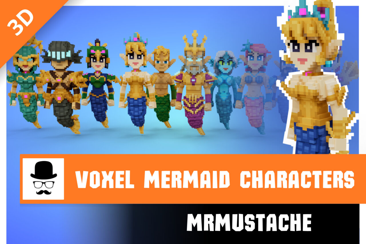 Voxel Mermaid Characters Pack   Characters   Unity Asset Store