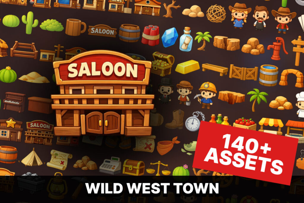 Wild West Town Builder Pack Western Cowboy Props Buildings and Environment   2D   Unity Asset Store