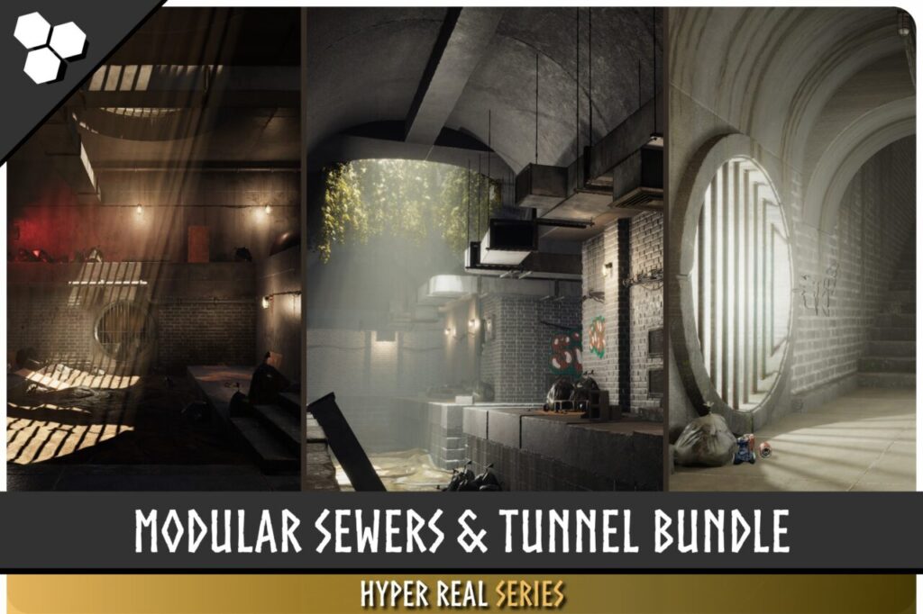 Modular Sewers & Tunnels (Modular Sewers, Modular Tunnels, Modular Corridor) 3D Industrial Unity Asset Store