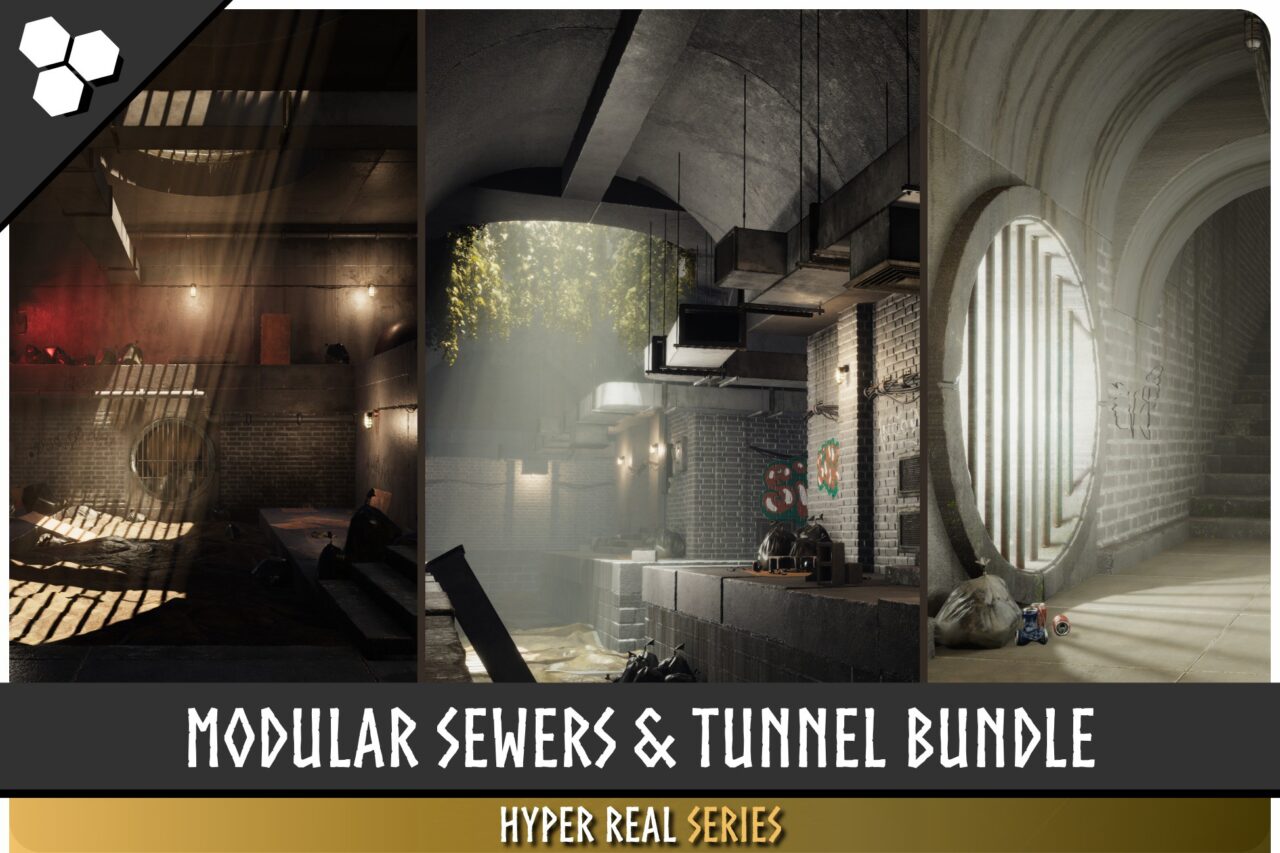 Modular Sewers & Tunnels (Modular Sewers, Modular Tunnels, Modular Corridor) 3D Industrial Unity Asset Store