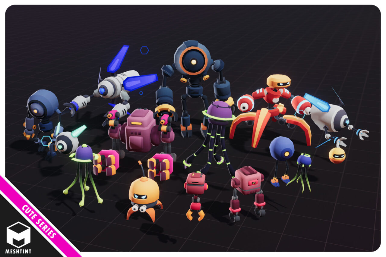 Robots Ultimate Pack 01 Cute Series 3D Robots Unity Asset Store